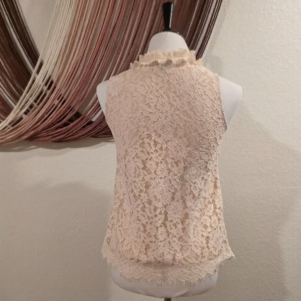 J. Crew Ruffle Neck Lace Tank Top Sz PXS